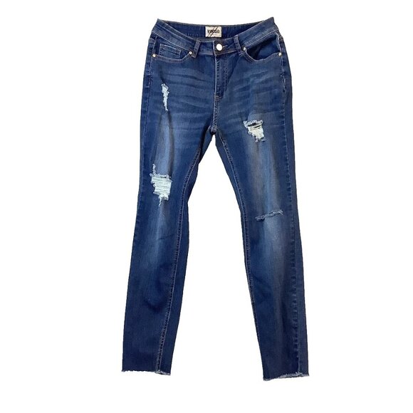 Denim Blvd Juniors Size 5 Blue Denim Distressed Skinny Jeans - Picture 3 of 8